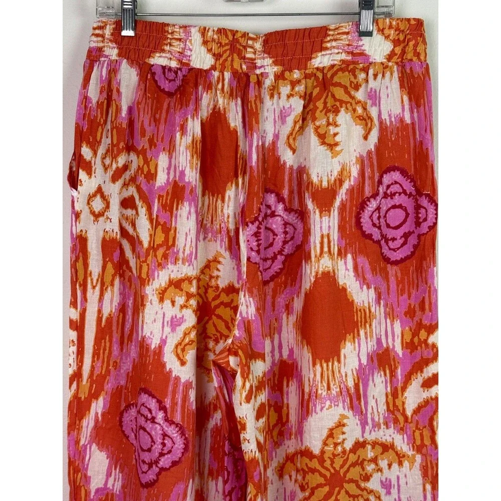 C&C California Linen Blend Wide Leg Pull On Pants XL Pink Orange Boho Resort NWT - Picture 6 of 10